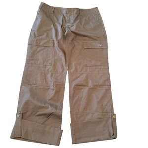 Banana Republic Women Brown Organic Cotton Wide Leg Cargo Pants Size 6 Utility